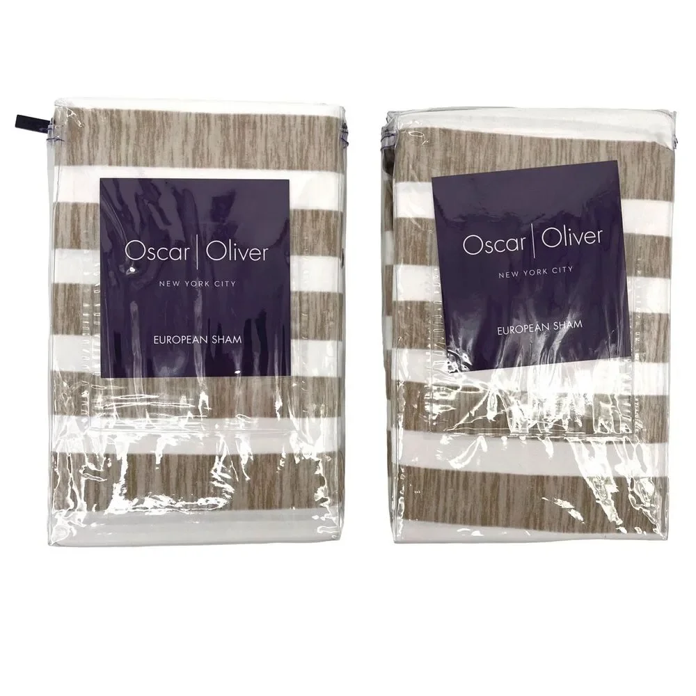 Oscar Oliver Vaughn Striped Euro Pillow Sham Set Of Two Cocoa Brown